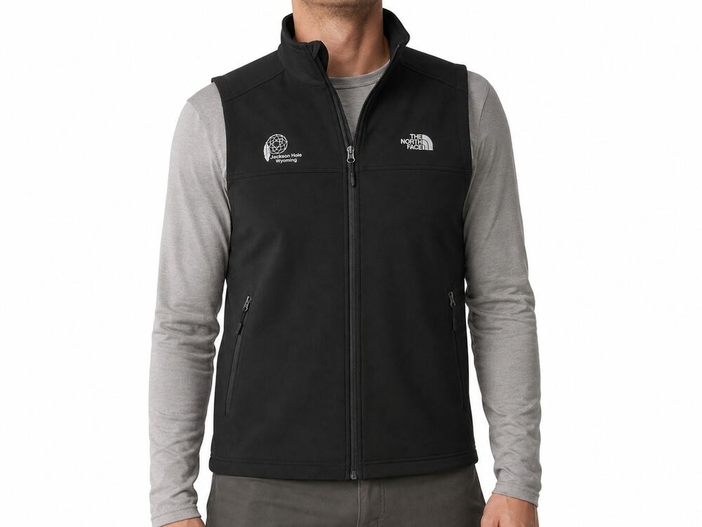The North Face Mens Black Softshell Sleeveless Vest Jackson Hole Embroidered XL
